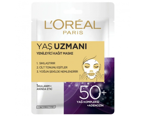 L'Oréal Paris Yaş Uzmanı 50 Yenileyici Kağıt Maske